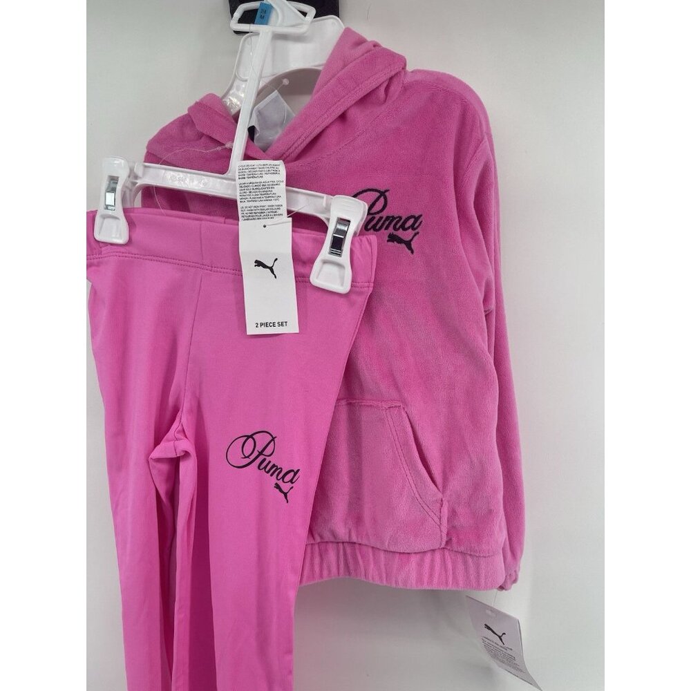 NWT PUMA SIZE 24 MONTHS 2 PIECE‎ TRACK JOGGING SWEAT Pink Black Girls Athletic - Picture 2 of 7
